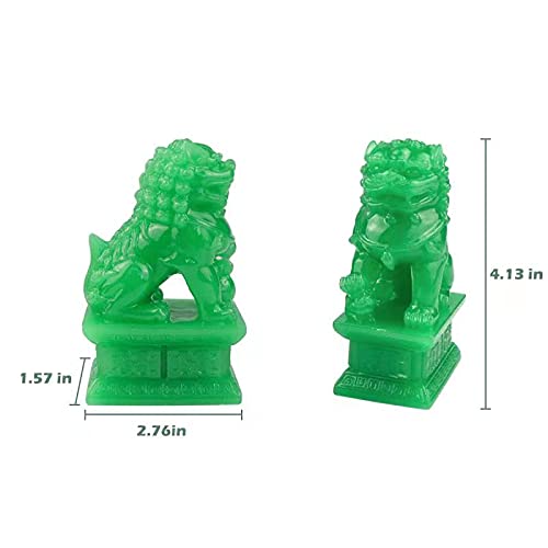 Wealth Porsperity Pair Of Fu Foo Dogs Guardian Lion Statues Traditional Chinese Guardian Lion Statues Stone Finish Feng Shui Decor For Indoor Outdoor Placement #TOP1