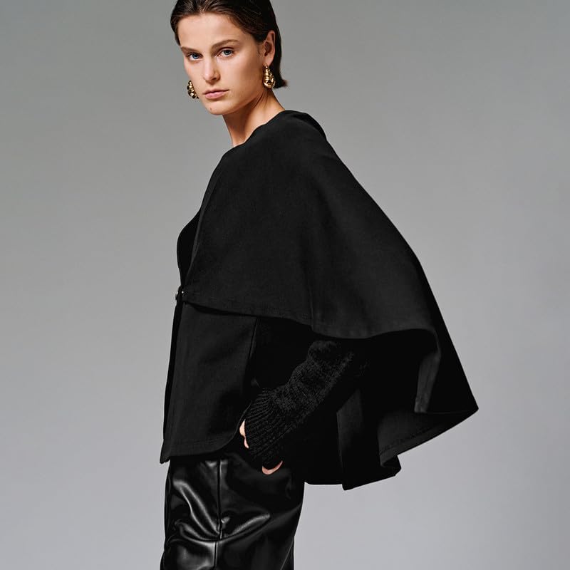 URBAN REVIVO Women's Oversized Cape Coat Batwing Sleeve Cardigan Open Front Poncho Sweater Fall Winter Knitted Shawl Wrap - Image 4