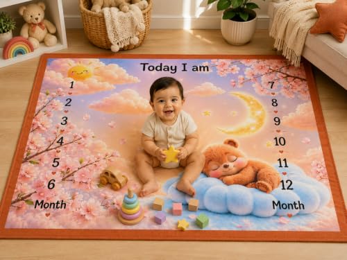 Image of NEW COMERS Milestone Baby Blanket for All Season Play Mat, Super Soft Foam | 3 Layer Thick Mat Blankets for Kids /New Born Monthly Photoshoot