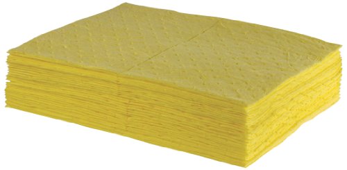 ESP 2MBYPB Polypropylene Medium Weight Meltblown Absorbent Sonic Bonded HazMat Pad, 20 Gallons Oil and 13 Gallons Water Absorbency, 18" Length X 15" Width, Yellow (100 per Bale)