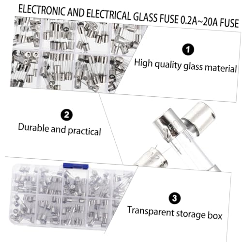 Kit de 100 fusibles de vidrio de acción rápida LIFKOME, fusibles de tubo de vidrio 5x20mm con caja organizadora miniatura 7