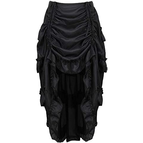 ADELCE Women's Steampunk Gothic High Low Cyberpunk Victorian Skirt Medieval Renaissance Skirts Cosplay Outfits Black 4XL Cover