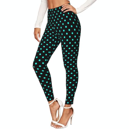 Leggings elásticos de lunares cian pantalones estampados opacos fitness mujer