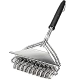 AMAZOM Cepillo para Parrilla Sin Cerdas Y Raspador - Cepillo De Barbacoa Seguro para Parrilla - Limpiador De Parrilla/Cepillo De Limpieza De Acero Inoxidable Sin Alambre - Fregadora De Accesorios