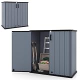 RELAX4LIFE Gartenschrank wetterfest Outdoor, 120 x 65 x 117 cm (Grau)