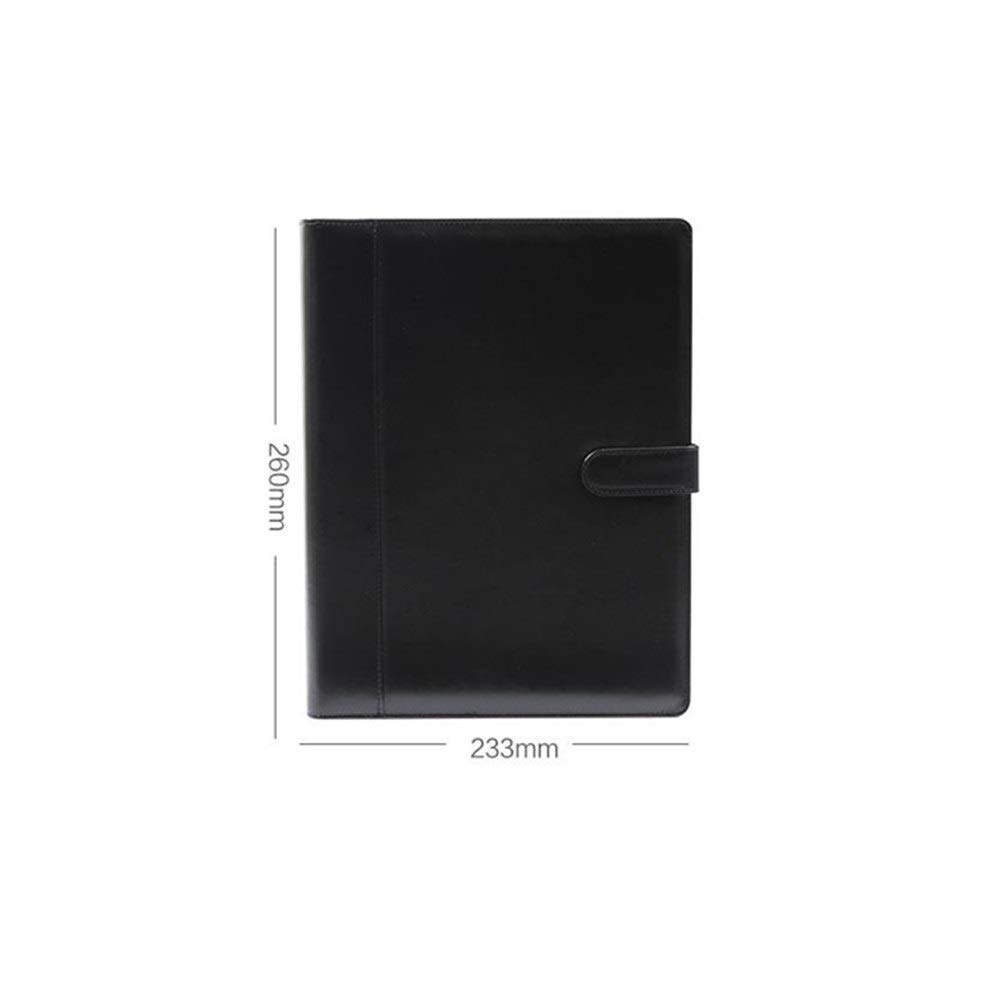 Cartella per appunti A4 Cartella per conferenze, Cartella in pelle A4 Curriculum aziendale Tasche for file manager for appunti for lavoro d'ufficio(Black)