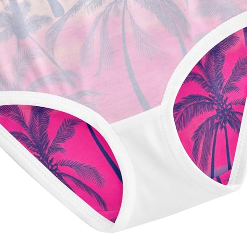 Toddler Underwear Custom 2t Cotton Panties for Girl Animal Briefs Undies Kids Palm Trees Sunset Purple Pink 5