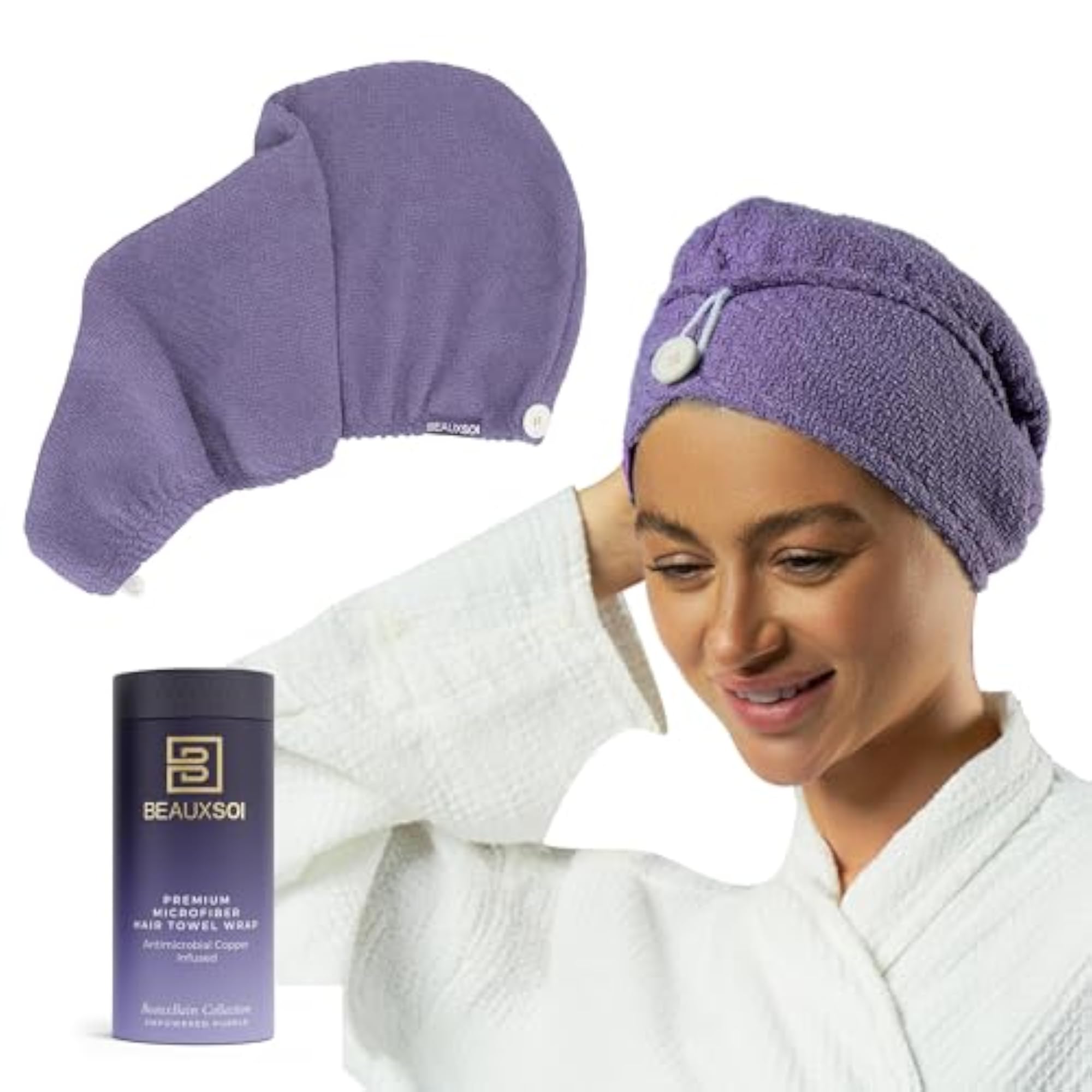 Copper Infused Microfiber Towel Hair Wrap, Serenity Mauve
