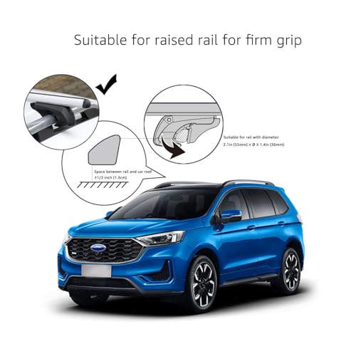 Image of Amazon Basics Cross Rail Roof Rack, 52 inches, Fits up to 46 inch Spans between Raised Side Rails with Gap, Pack of 2, Black /Silver
