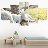 SIGNWIN 5 Panel Canvas Wall Art Animals Farmhouse/Country Fun Group Multicolor for Home Decorations Ready to Hang - 60