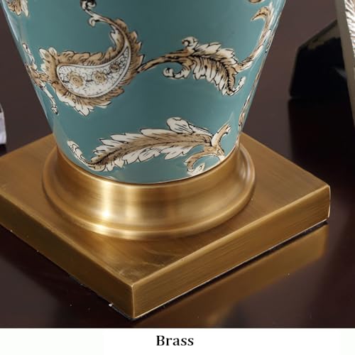 ZDAAPLJ 28.4" Tall Blue Green Ceramic Table Lamp Extra Large Single Coastal Table Lamp for Living Room Brass Ancient Floral Porcelain Bedside Nightstand Lamp for Bedroom Farmhouse Home Office - Image 7