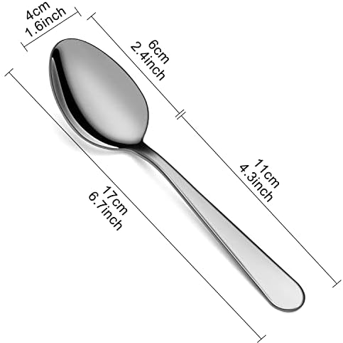 Spoons Set, 24-Piece Stainless Steel Dessert Spoons Dining Spoons, Mirror Polishing Cutlery Spoons Set ,Dishwasher Safe (6.7 inches, 17cm)
