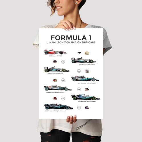 Quadro Decorativo Com Moldura Fórmula 1 F1 Lewis Hamilton Carros 7 Campeonatos Mundiais (Moldura Pre