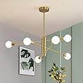 Deyidn Sputnik Chandelier Modern Industrial E26 Gold Chandeliers Mid Century Ceiling Lighting Fixture for Living Room, Kitchen, Bedroom, Dining Room, and Farmhouse