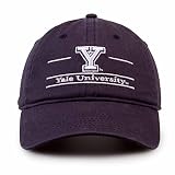 Yale Garment Washed Bar Hat - Embroidered NCAA Cap Navy