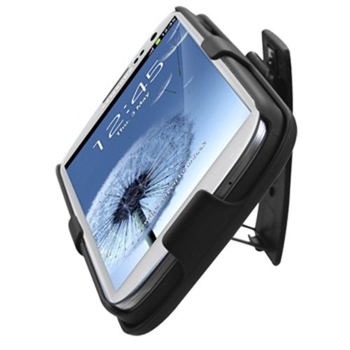 Black Hard Shell Case Combo Cover Holster Belt Clip With Kickstand For Verizon Samsung Galaxy S3 Sch-I535 (S3 Iii) #TOP5