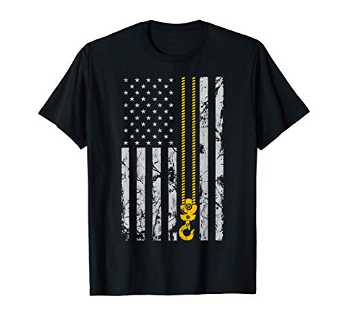 Lifting Hook Thin American Flag Crane Operator gift T-Shirt