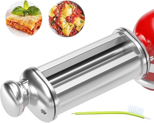 Pasta Roller for Kitchenaid Stand Mixer, Stainless Steel pasta roller kitchenaid attachment with 8 Adjustable Thickness Knob, Dough Pasta Roller kitchenaid pasta roller attachment for Raviolis Pasta