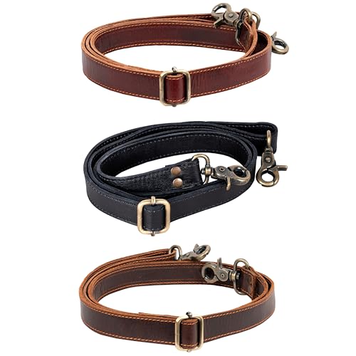 Image of Genuine Leather Purse Strap Replacement Adjustable 1 inch Wide ~ Womens Crossbody Handbag Laptop Bag Strap 28 inch-57 inch