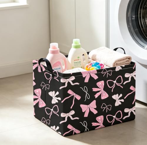 Image of Rectangle Storage Basket,Collapsible Storage Bin,Books Box,Gift Basket(New Bowknot)