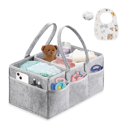 Esoes Wickeltasche Organizer mit L&auml;tzchen Baby Windel Caddy Organizer Tragbarer filztasche mit f&auml;chern Windeleimer oder Spielzeugaufbewahrung f&uuml;r Kinder Car Wickel Bags (Grau)