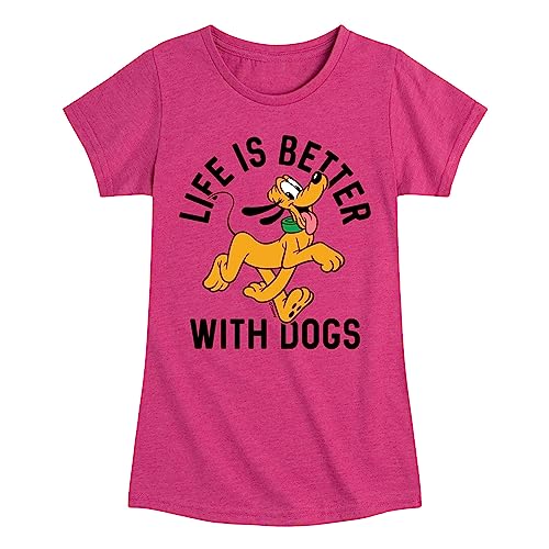 Disney - Mickey & Friends - Pluto Life is Better with Dogs - Toddler and Youth Girls Short Sleeve Graphic T-Shirt