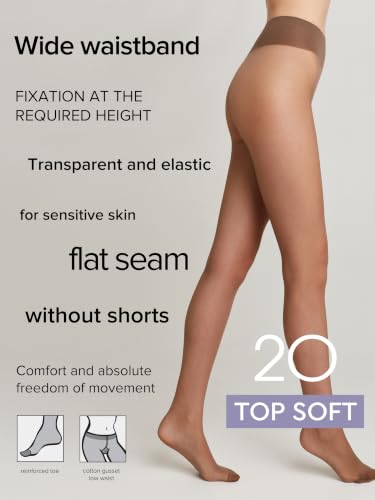 Image of Conte Tights for Sensitive Skin Sheer to Waist Hipster Low-Rise Pantyhose with Adjustable Belt, Top Soft 20 Den