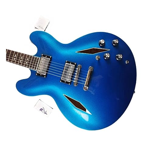 Guitare électrique entièrement creuse bleue personnalisée hollow body