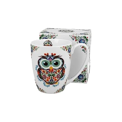 Taste of Poland Polish Folk Art Porcelain Bullet Mug, 380ml (Lowicz Owl) Cover