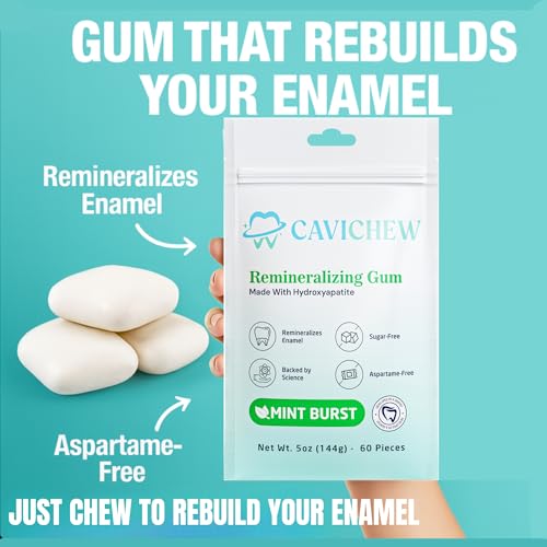 Image of Remineralizing Gum with Nano Hydroxyapatite and Xylitol. Sugar Free, Aspartame Free, Mint Flavor. Dental Gum Designed and Developed by Dentists to Support Oral Health. 60 Count.
