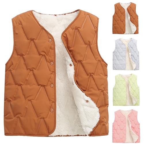 Catálogo de Chalecos para Niña para comprar online. 41 Chaleco acolchado con cierre para niños, cuello alto, chaleco acolchado, sin mangas, abrigado para invierno, con bolsillos, Naranja, 11-12 Años