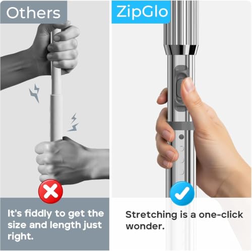 Image of Sliver Tension Curtain Rod 41-84 In(4-7Ft), Curtain Rod No Drilling for Window or Bathroom,Outdoor Tension Rods for Patio, Heavy Duty Shower Rod,Rod Diameter 1.26In-One-bond stretching