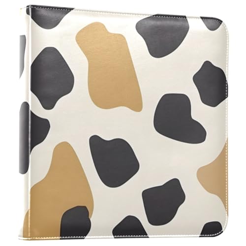 JIPONI Cow Spots Large Photo Album, DIY Leather Cover Scrapbook Albums for 4x6 5x7 6x8 Pictures, Self Adhesive Memory Book for Wedding, Baby, Family