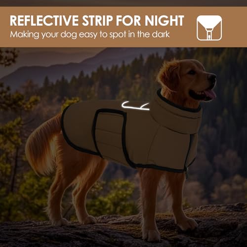 AOFITEE Hundemantel, Warme Hundewinterjacke für Kleine Hunde, Reflektierender Hundemantel mit Integriertem Geschirr, Wasserdichter Hundejacke aus Fleece mit Rollkragen für Yorkshire, West Highland