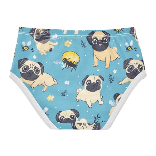 Wusikd Cute Dogs Pugs Girls' Underwear Cotton Bees Girls Briefs Soft Toddler Underwear 2T2