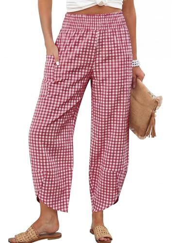 Image of ANRABESS Womens Wide Leg Palazzo Capri Pants 2026 Summer Casual High Waisted Barrel Lounge Flowy Cropped Beach Work Trousers