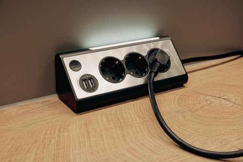 Multiprise d'angle de table avec interrupteur tactile pour LED intégrée - 3