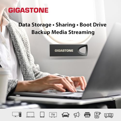 Image of GIGASTONE 32GB Slim Fit Flash Drive (2 Pack) Z70 USB 3.2 Gen 1, 100MB /s Ultra Fast, Nickel Metal Design, Data Storage, Backup for PC /Mac /TV /Car Audio, USB 2.0 /3.0 /3.1 Compatible