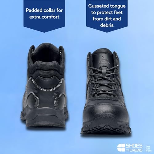 Image of Shoes for Crews Piston Low and Mid, Men's, Women's, Unisex Soft Toe Slip Resistant Work Shoes, Water Resistant, Black