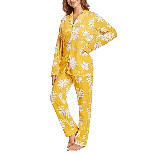 Image of Tugege Pajamas Set Long Sleeve Sleepwear Womens Button Down Nightwear Pj Sets