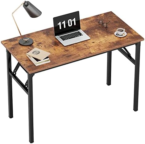 Need Small Computer Desk 31.5 inches Folding Table No Assembly Sturdy Small Writing Desk Folding Desk for Small Spaces, Rustic Brown AC5-8040-FB
