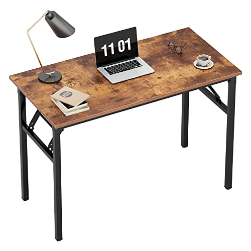 sogesfurniture Bureau Pliant 80x40cm Table Compact pour Ordinateur Postes de Travail Table d’étude Table à Manger Pliable pour Petits Espaces, Marron&Noir, BHEU-AC5FB-8040