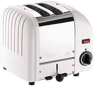 Dualit Classic 2 Slice Vario Toaster| Stainless Steel, Hand Built in the UK| Replaceable ProHeat Elements| Heat Two or Four Slots, Defrost Bread, Mechanical Timer| Replaceable parts|White, 20248