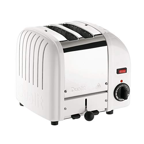 Dualit Classic 2 Slice Vario Toaster| Stainless Steel, Hand Built in the UK| Replaceable ProHeat Elements| Heat Two or Four Slots, Defrost Bread, Mechanical Timer| Replaceable parts|White, 20248
