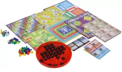 Mahi Enterprise® 7 in 1 Family Board Game|Board Size: 6.5 Inches * 6.5 Inches & 8 Inches * 8 Inches|Brainvita,Ludo,Snakes & Ladders,Business,Car Rally,Diamond Mine,Cricket 2