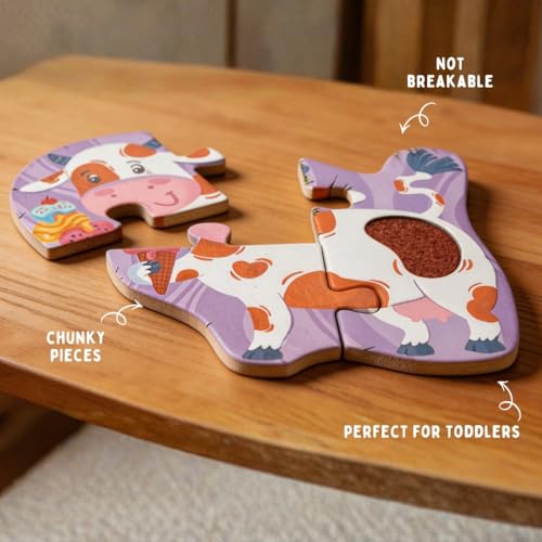 Image of PepPlay Toddler Learning Combo, Stacking and Nesting Cubes + Touch and Feel Farm Animal Puzzle, Montessori Educational Toys for 1 to 4 Year Old Kids, Travel, Early Learning Brain Development Gift Set