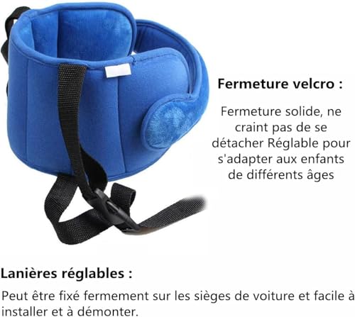 LATRAT Kopfhilfegurt für Kindersitz, verstellbare Kopfstütze, für Kindersitz, bequem, Nackenkissen, Kopfhalterung, Halterung für Kissen, Grau