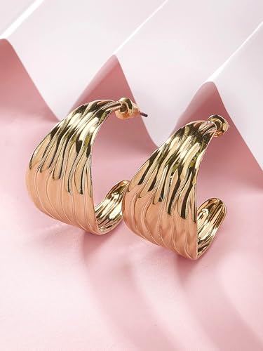 Image of Bohey by KARATCART Gold-Toned Classic Half Hoop Earrings for Women