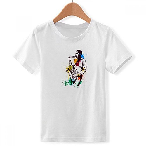 T-shirt aquarelle musique rock blanc avec motif multicolore unique
