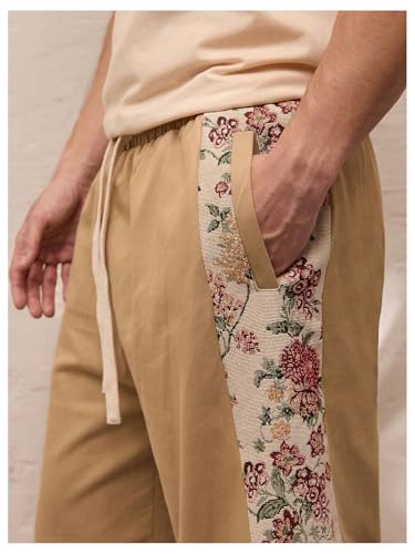 Men's Floral Pants Hippie Vintage Drawstring Waist Wide Leg Casual Pants with Pockets Streetwear4